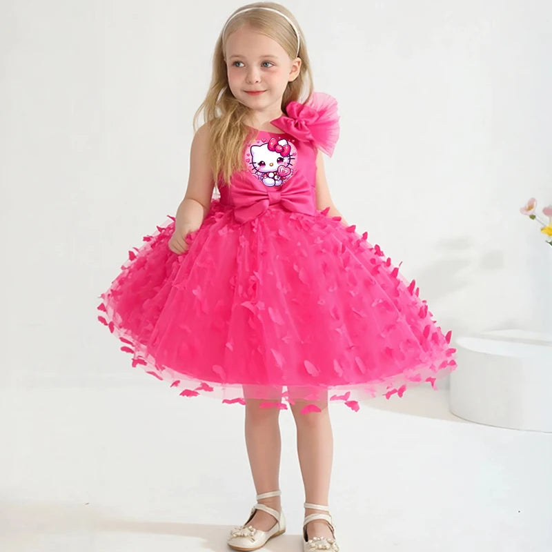 Hello Kitty Girl Butterfly Princess Dress – Birthday Party Outfit, Christmas & New Year Children Gift