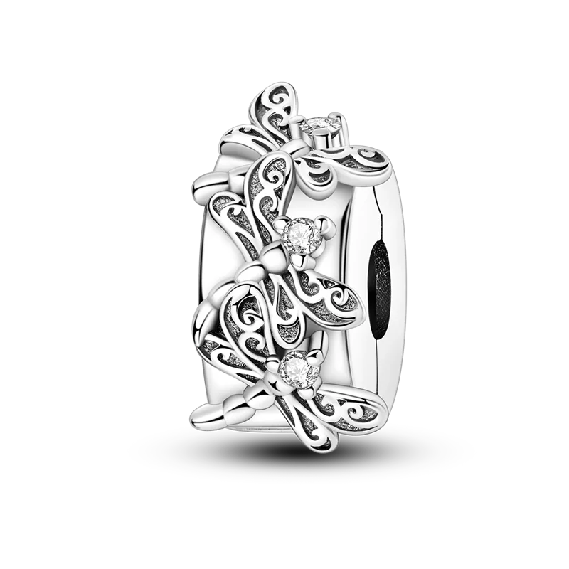 925 Sterling Silver Star, Moon & Heart Safety Chain | CZ Beads Angel Wing Charm for Original Bracelet DIY Jewelry