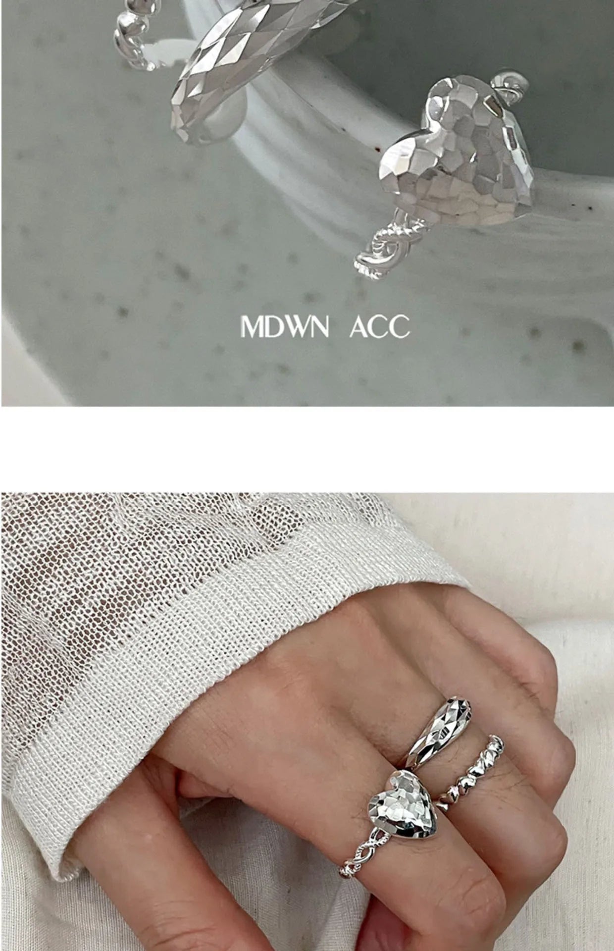 VENTFILLE 925 Sterling Silver Love Heart Ring – Double Layer Irregular Minimalist Women’s Jewelry Gift