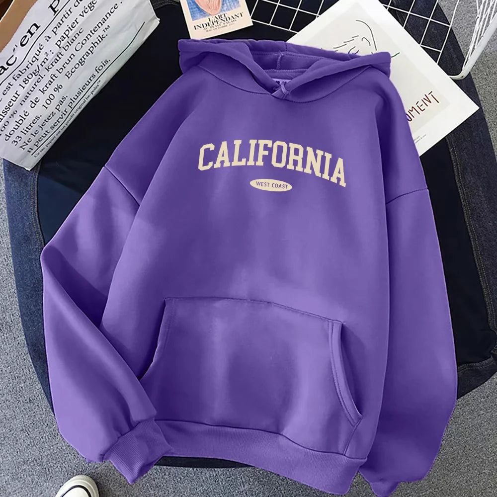 California West Coast Women’s Hoodie | Hip Hop Streetwear Fleece Pullover with Pocket | Comfortable Casual Sweatshirt