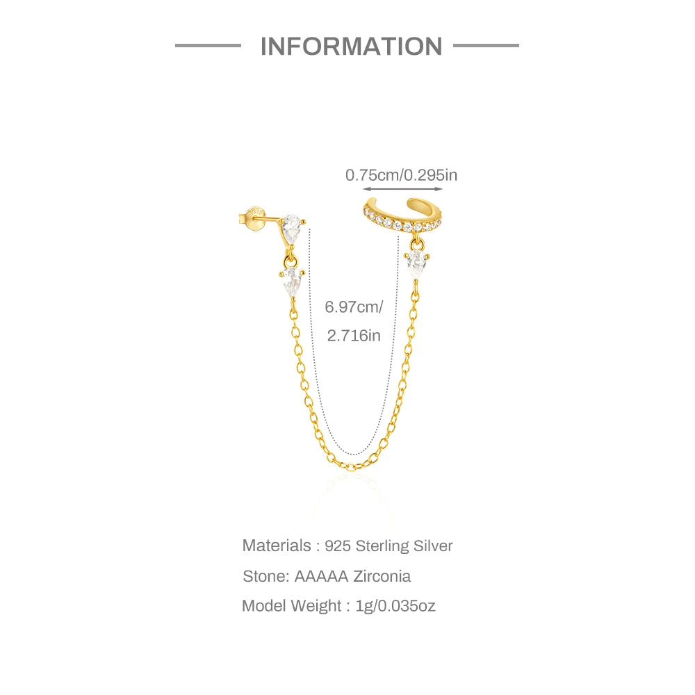 CANNER 925 Sterling Silver Horse Eye Tassel Zircon Drop Earrings – Minimalist Geometric Jewelry for Women