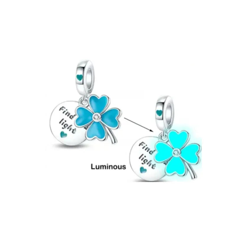 925 Sterling Silver Plated Dog, Cat & Owl Charms | Glow in the Dark Animal Beads | Fit Original Pandora Bracelet Women’s Jewelry