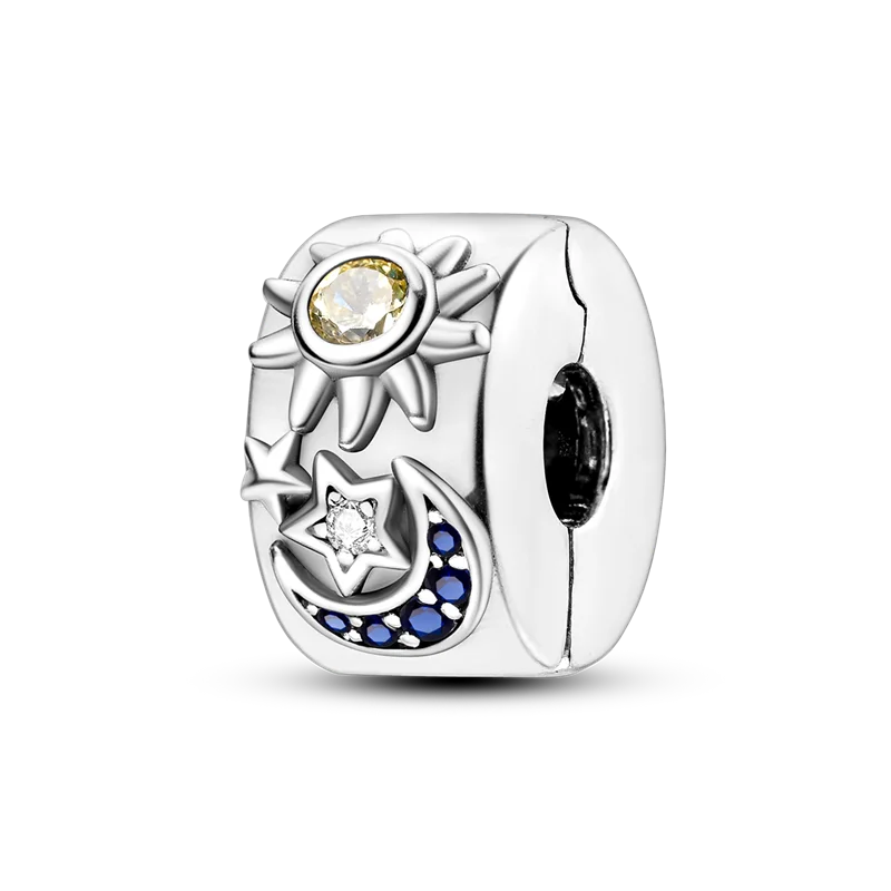 Silver Clasp 925 Sterling Silver Round Daisy Charm Beads | Safety Chain Pendant for Original Bracelets Jewelry