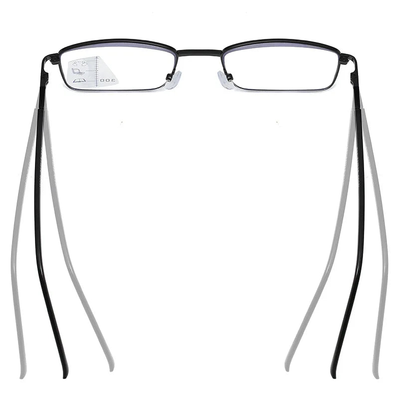 Ultralight Progressive Multifocal Glasses – Square Frame Non-Slip Presbyopic Reading Glasses for Men & Women +4.0
