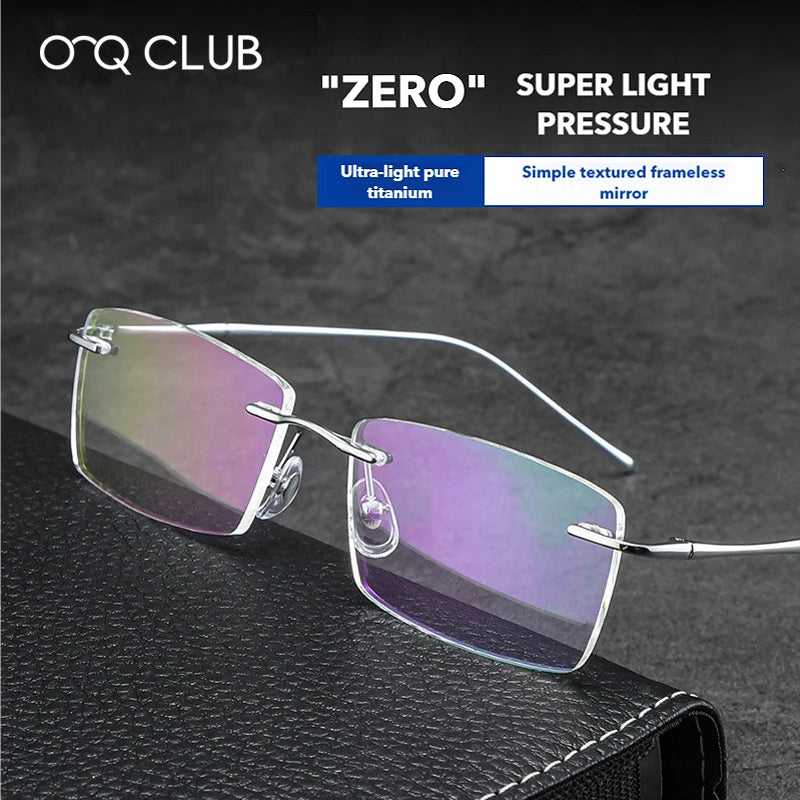 O-Q CLUB Ultra-Light Titanium Rimless Reading Glasses – Men’s Fashion Prescription Eyewear