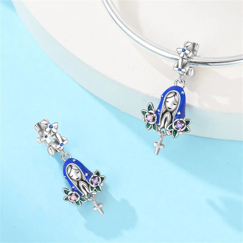 Original 925 Sterling Silver Luminous Lantern & Magic Cat Charm Bead | Glowing Angel Jungle Pendant for Bracelet Jewelry