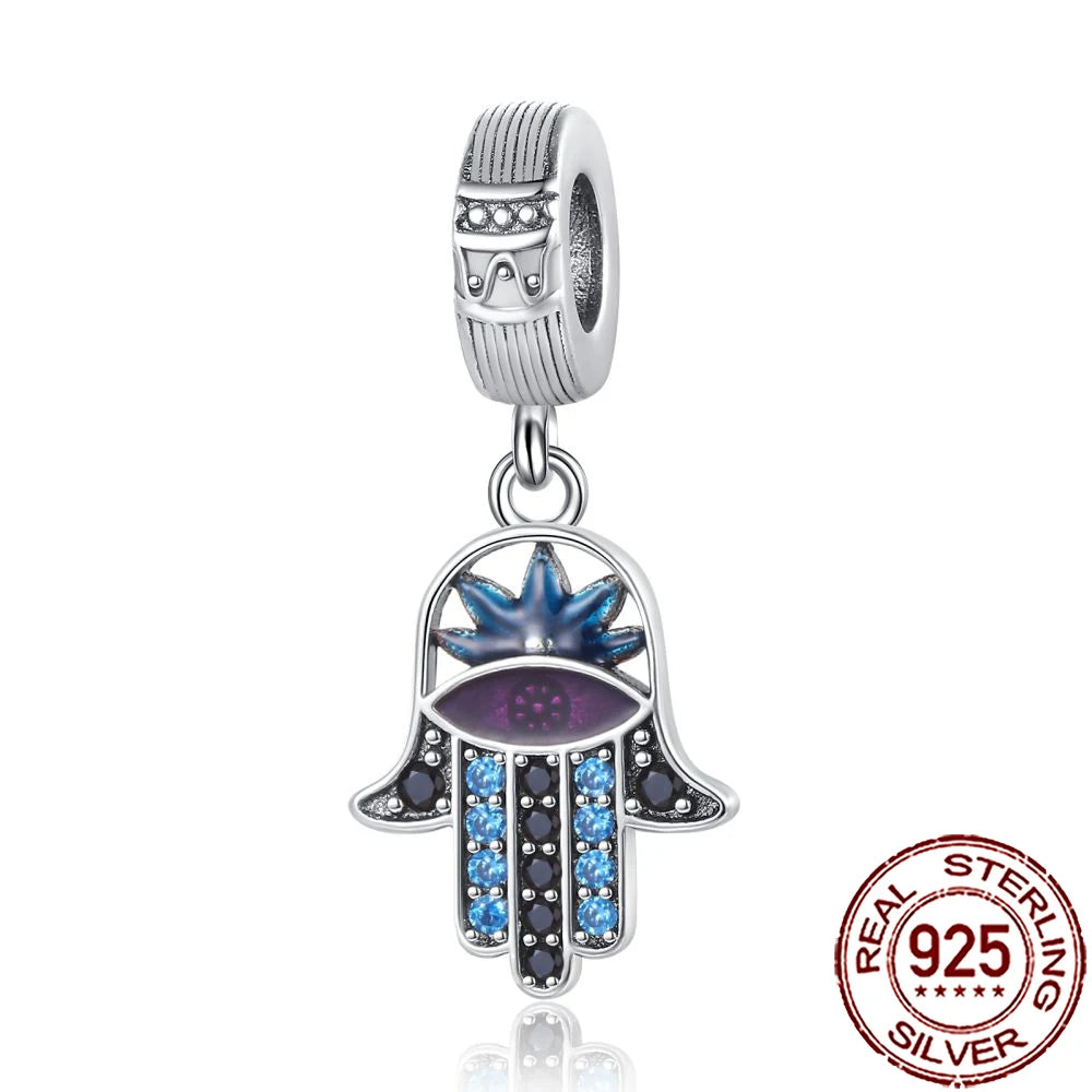 2025 New 925 Sterling Silver All-Seeing Eye Hamsa Hand Charm | Fits Pandora Bracelet & Women’s DIY Jewelry