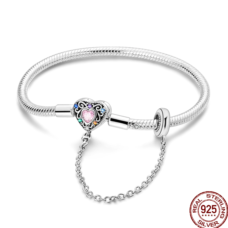 925 Sterling Silver Rainbow Leather Braided Bracelet | Eternal Love Stars & Moon Charm – DIY Women’s Beaded Jewelry Gift