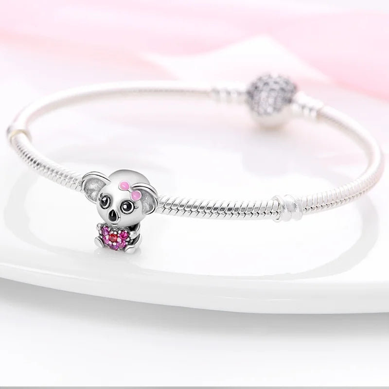 Cute Pet Kitten Puppy Sheep Charms | Fit 925 Original Pandora Bracelets | Colorful Zircon Beads DIY Jewelry Gift