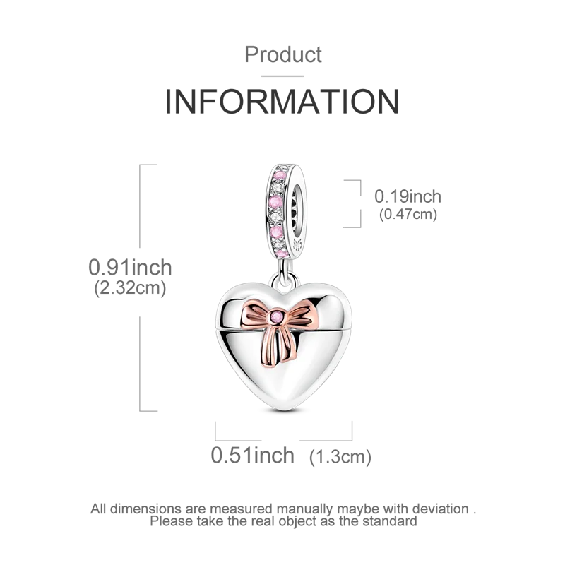 925 Sterling Silver Zircon Bowknot Heart Balloon Charms | Original Pendant Beads Fit Bracelet DIY Fine Jewelry for Women