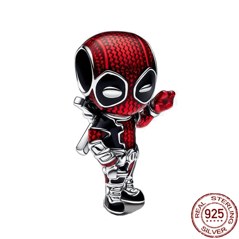 MINISO Marvel 925 Sterling Silver Charms Deadpool Wolverine Beads for Bracelet DIY Jewelry
