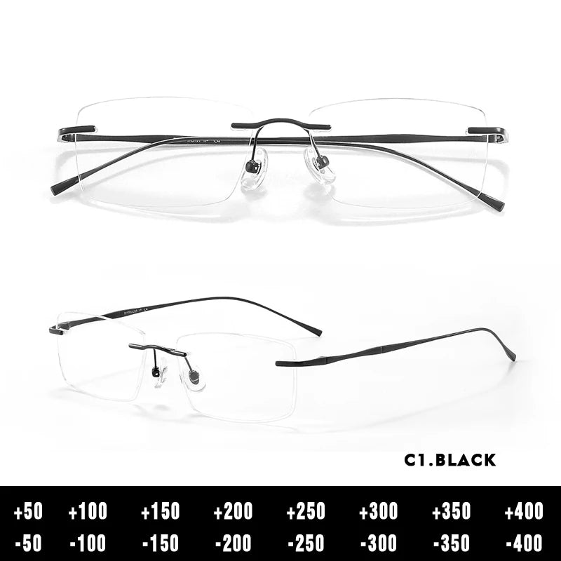 O-Q CLUB Ultra-Light Titanium Rimless Reading Glasses – Men’s Fashion Prescription Eyewear