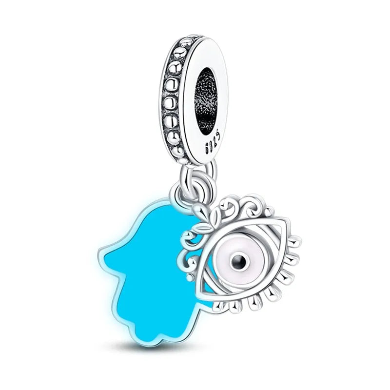 925 Sterling Silver Colorful Luminous Charms | Shell Turtle Star Beads