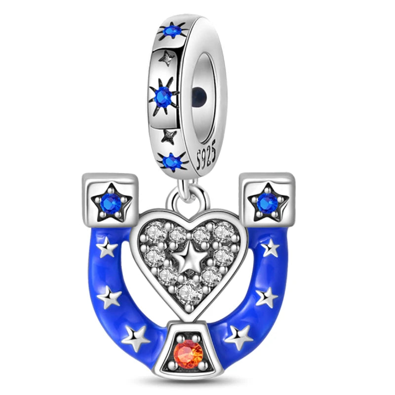 Original 925 Sterling Silver Luminous Lantern & Magic Cat Charm Bead | Glowing Angel Jungle Pendant for Bracelet Jewelry