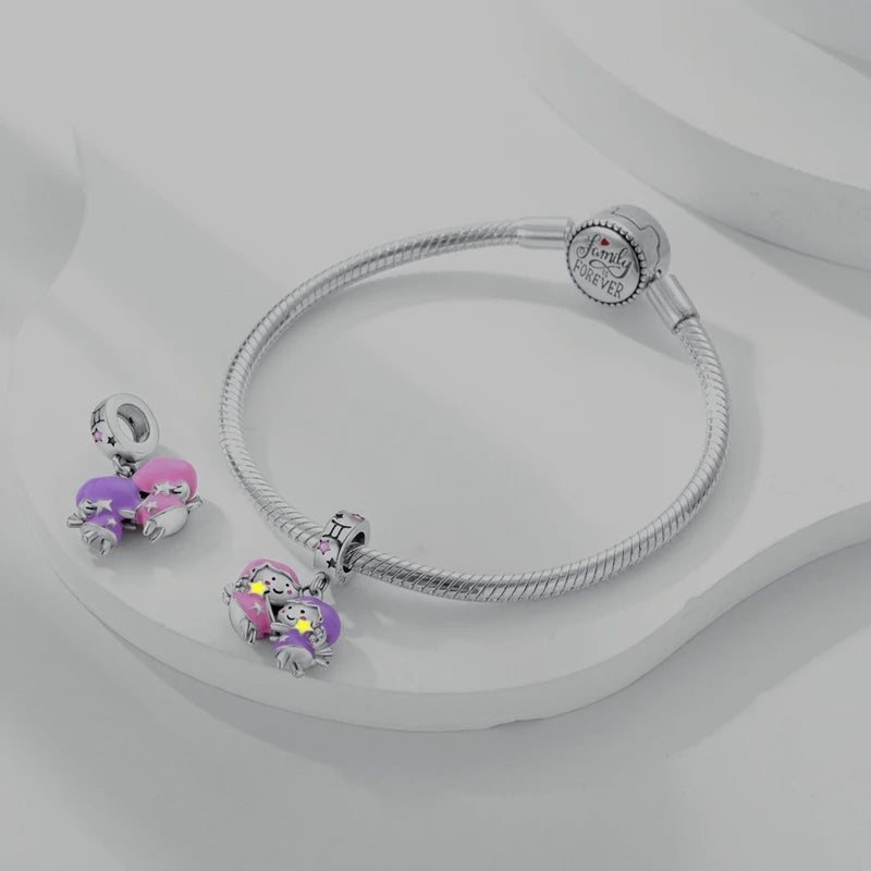 Original 925 Sterling Silver 12 Constellation Luminous Charm | Fits Pandora 3mm Bracelet DIY Jewelry Gift for Women