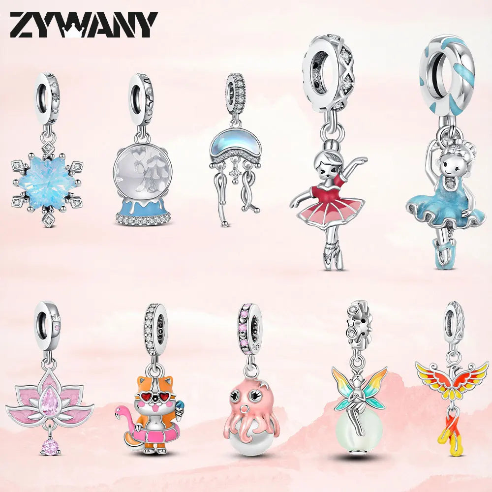 925 Sterling Silver Lotus Charm Bead | Fit Pandora Bracelet DIY Women’s Fashion Jewelry