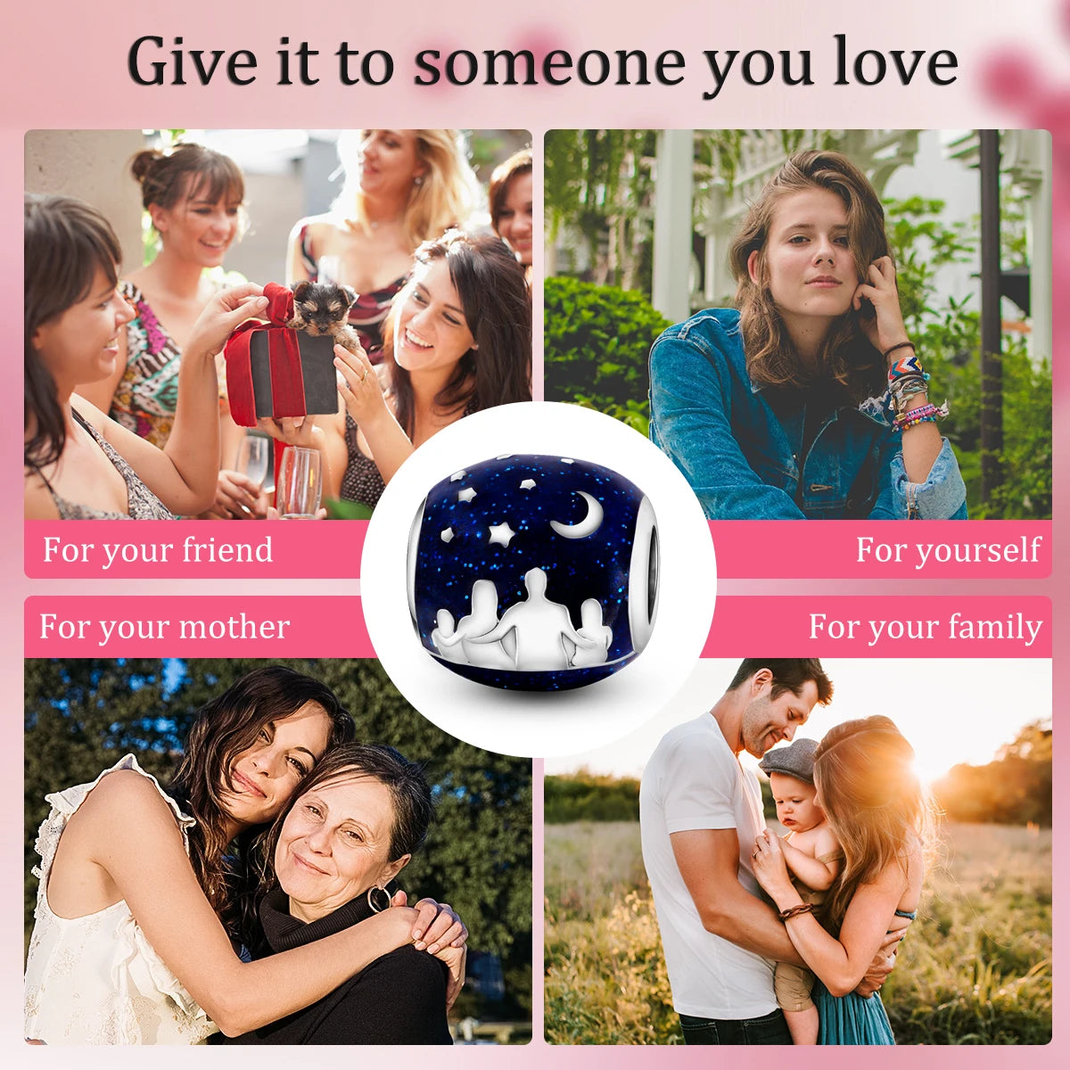 Silver Plated Colorful Glowing Moon & Stars Rainbow Dangle Charms | Fit Original Bracelet & Necklace | Women’s Jewelry Beads