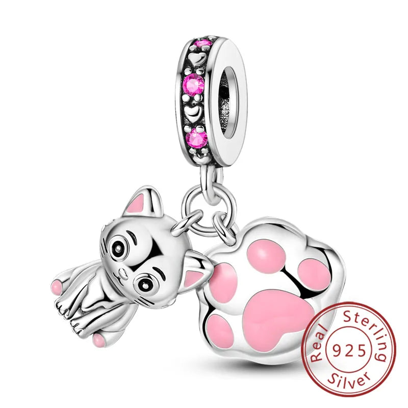 Cute Animal Puppy & Cat Charms | Fit Original 925 Sterling Silver Bracelet – DIY Women’s Fine Jewelry Beads
