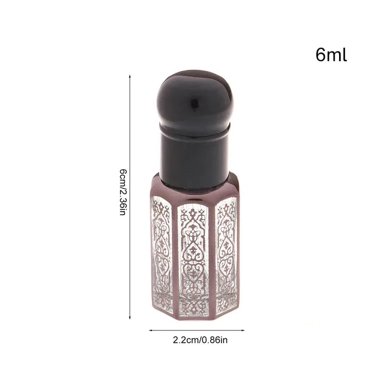 1PC 3/6/12ML Laser Coated Essential Oil Roller Bottle – Empty Glass Roll-On Perfume Bottle with Steel Roller Ball