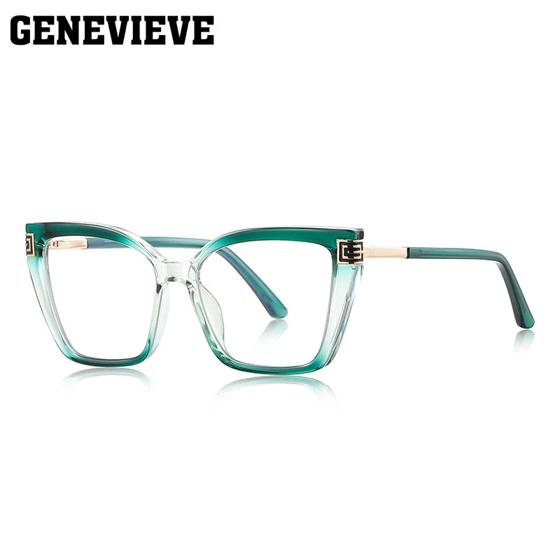 GENEVIEVE Personalized Large Frame Square Anti-Blue Light Reading Glasses – Women’s Photochromic Custom Prescription Eyewear