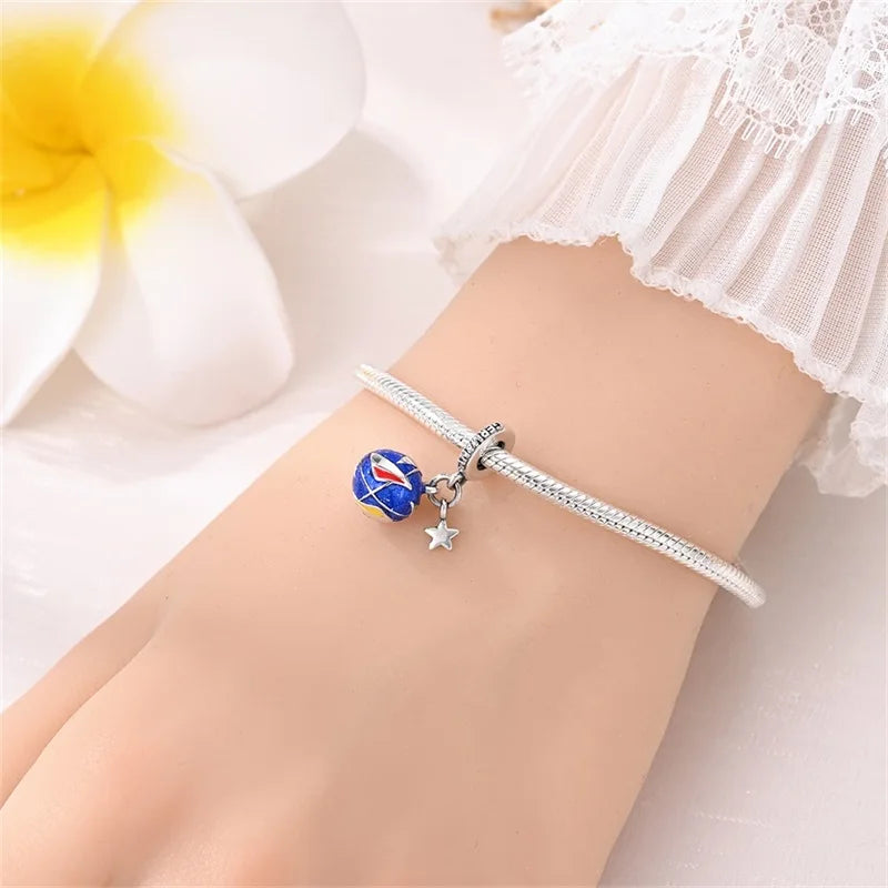 925 Sterling Silver Soccer Trophy Jersey Charm Beads – Fits 3mm Bracelets DIY Jewelry