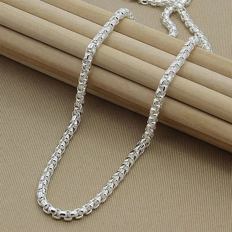 Wholesale 925 Sterling Silver 4mm Round Box Chain Necklace & Bracelet Set 45-60cm