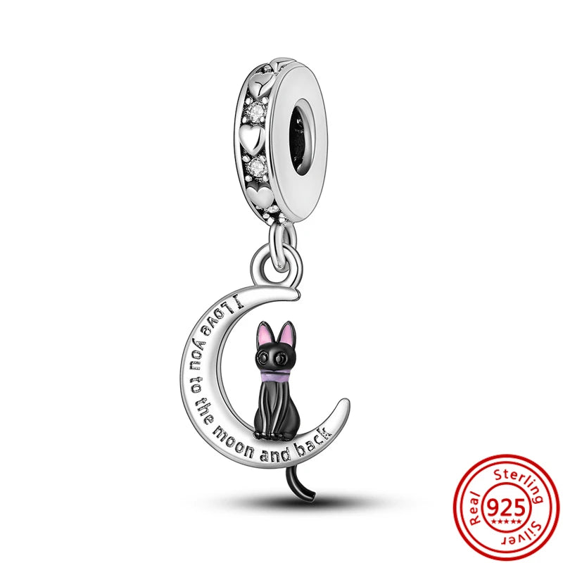 Factory Outlet 925 Sterling Silver Black Cat, Camera & Dog Paw Charms Beads | Fits Pandora Original Bracelet | Fine DIY Jewelry Gift for Friends