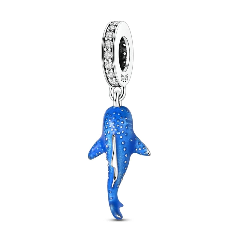 925 Sterling Silver Luminous Whale Shark Charm Bead Fit Pandora Bracelet