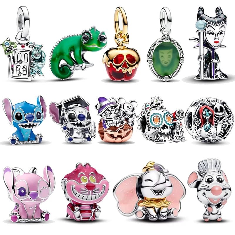 New Disney 925 Sterling Silver Cheshire Cat & Dumbo Charms – Original Bracelet Beads DIY Pendant Halloween Jewelry Gift
