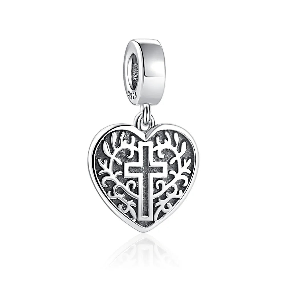 New 925 Sterling Silver Plated Christ Cross Buddha Charm Bead | Fit Original Pendant Bracelet DIY Fashion Jewelry