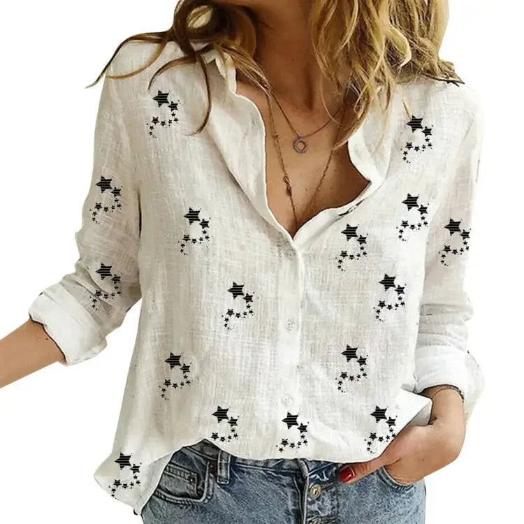Vintage Cotton Linen Blouse – Long Sleeve Casual Shirt for Women Spring Autumn Top 🌿✨