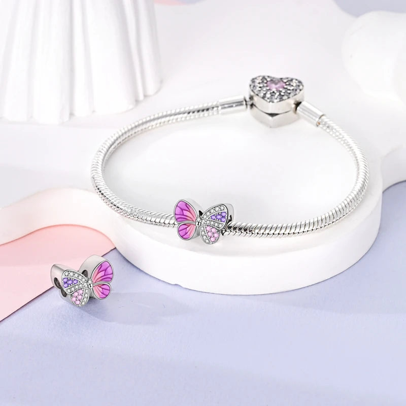 925 Sterling Silver Flying Bird & Butterfly Safety Chain Charm Beads for Original 3mm Bracelet – DIY Jewelry Gift