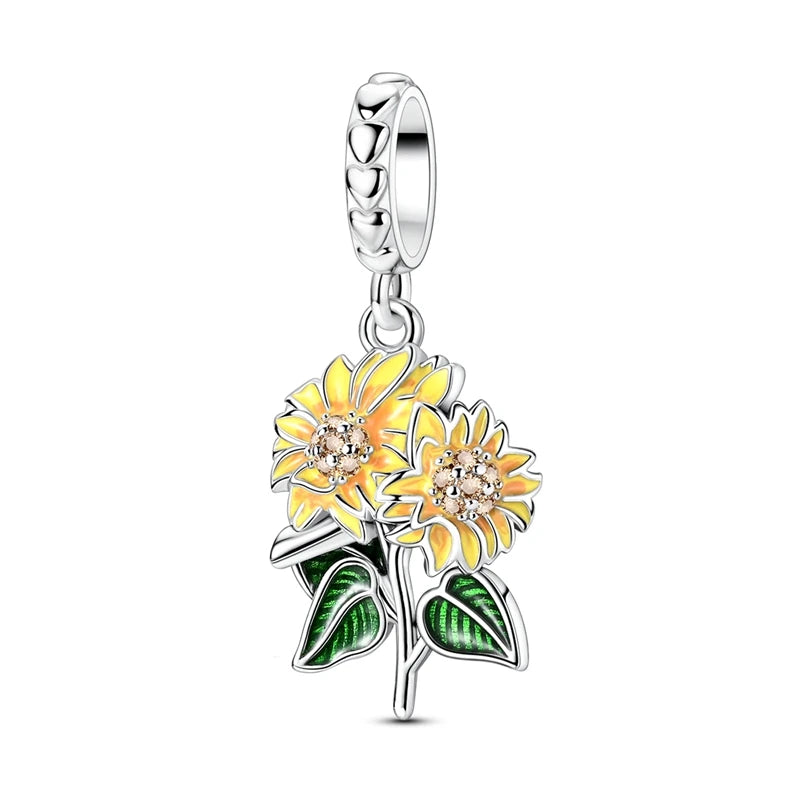 2025 925 Silver Daisy Tulip Pansy Flower Charms Bead | Fit 3mm Original Bracelets DIY Jewelry Gift