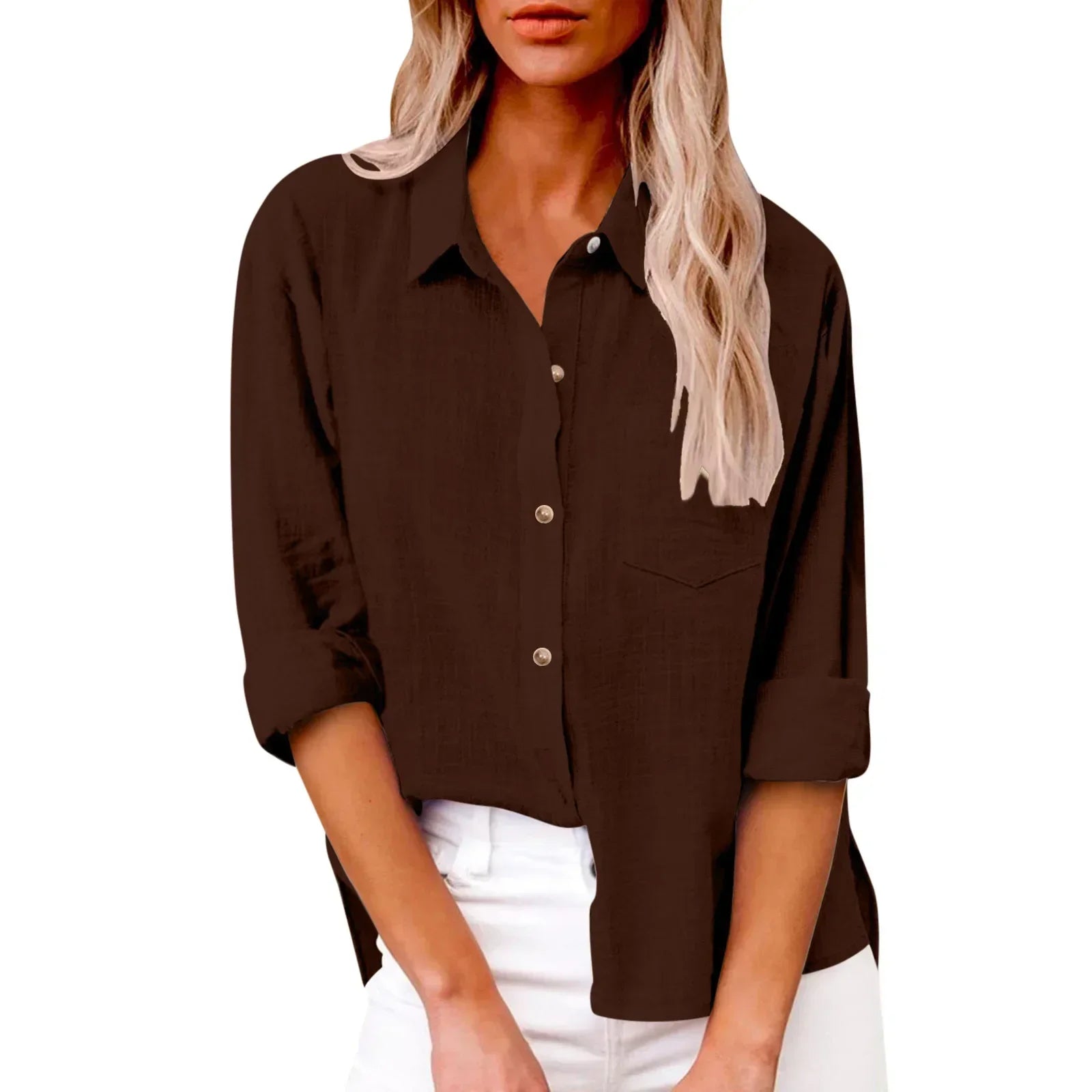 Cotton Linen Long Sleeve Women’s Shirt – Solid Elegant Casual T-Shirt 👚🌿