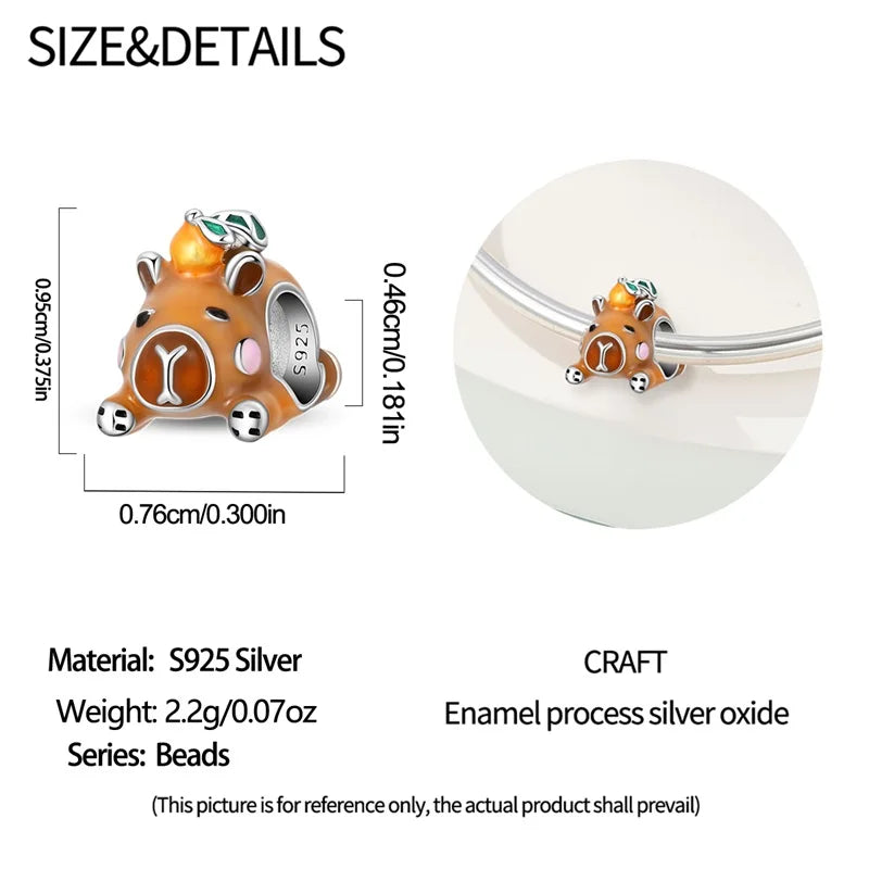 New Original 925 Sterling Silver Animal Charms | Cute Capybara, Elephant & Cat Beads for Bracelets DIY Jewelry