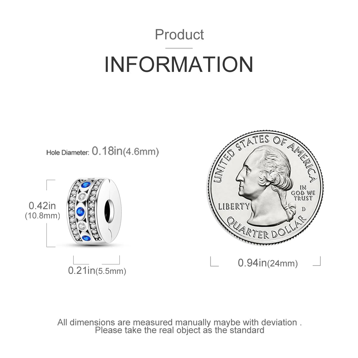 Original 925 Sterling Silver Stopper Bead Clip Charm | Fits Bangle Bracelet DIY Jewelry