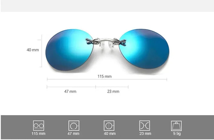 CRIXALIS Round Rimless Sunglasses Men – Matrix Morpheus Clamp Nose Mini Frameless UV400 Brand Design Glasses