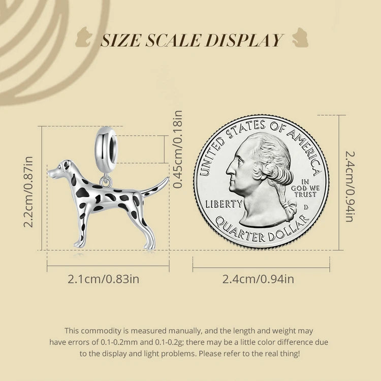 BISAER 925 Sterling Silver Dog Charm | Cute Dachshund Pet Bead Pendant for Women’s DIY Bracelet Jewelry