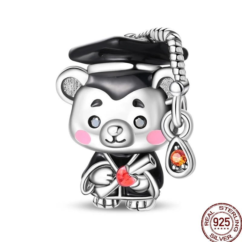 100% 925 Sterling Silver Heart Family Charms with Pumpkin & Pave Zircon Pendant – Fits Original Bracelet DIY Jewelry Gifts