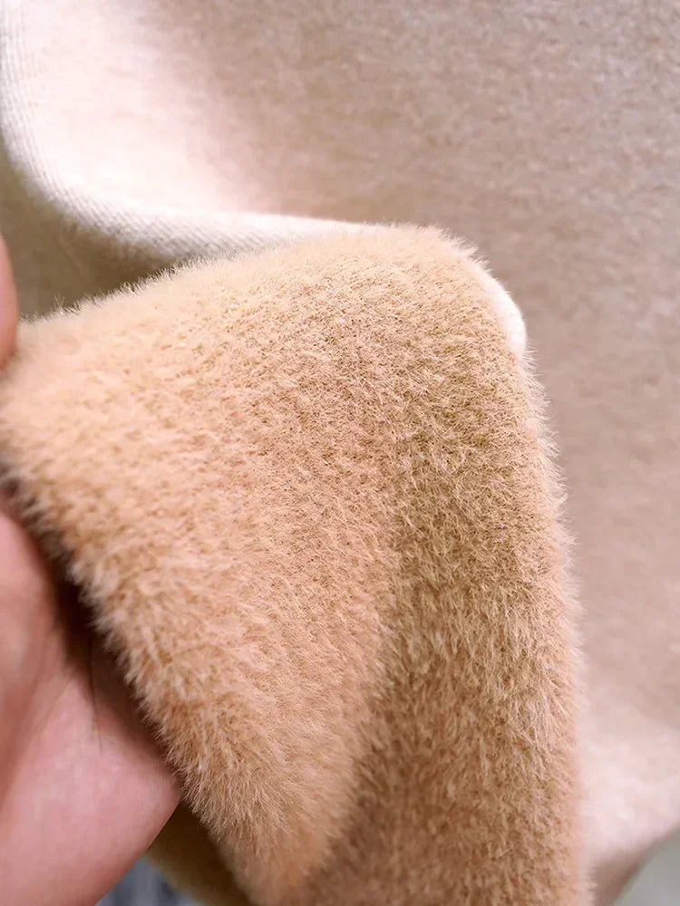 Women Winter Thicken Turtleneck Sweater – Slim Knit Plush Velvet Lined Warm Pullover Jumper