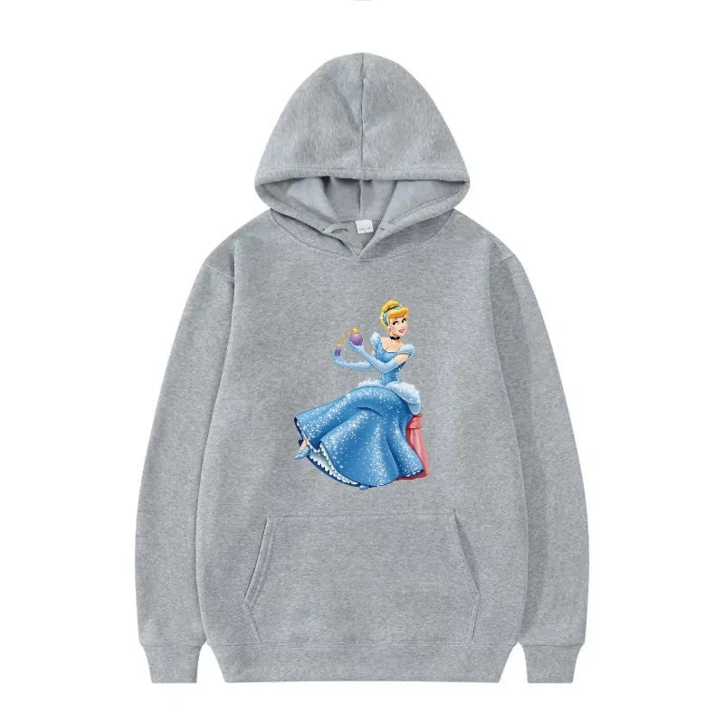 Disney Princess Graphic Hoodie | Y2K Sweet Style Long Sleeve Sweatshirt with Pockets for Women