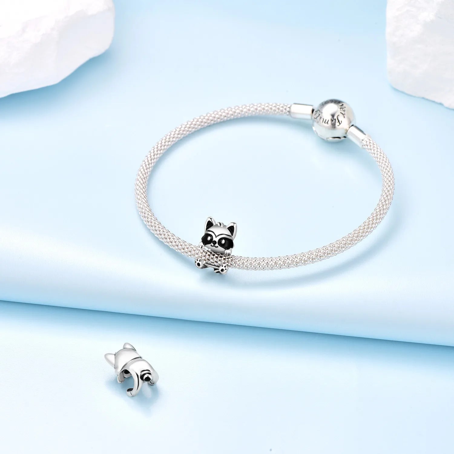 925 Sterling Silver Cute Raccoon Charm Bead | Animal Bracelet Decoration DIY Jewelry Birthday Gift
