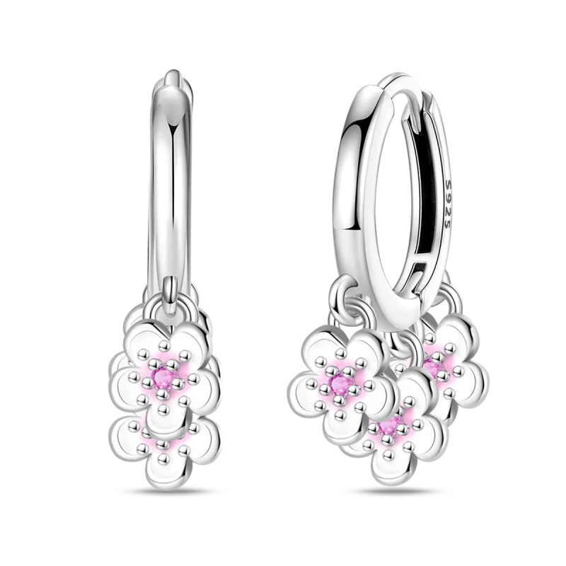Original 925 Sterling Silver Fruit Series Earrings | Cherry & Strawberry Zircon Hoop Studs for Women Girls Party Jewelry