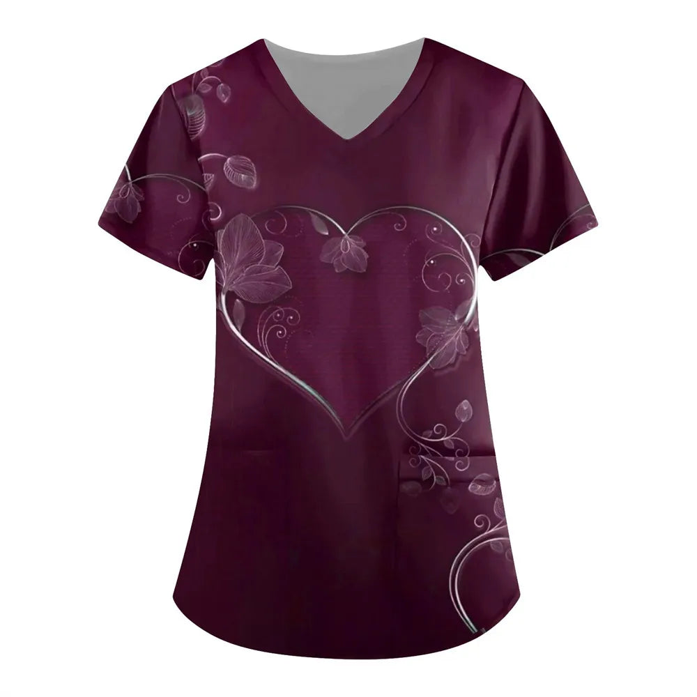 Women’s Nursing Scrubs ✨ Starlight 3D Print V-Neck Medical Uniform 💙