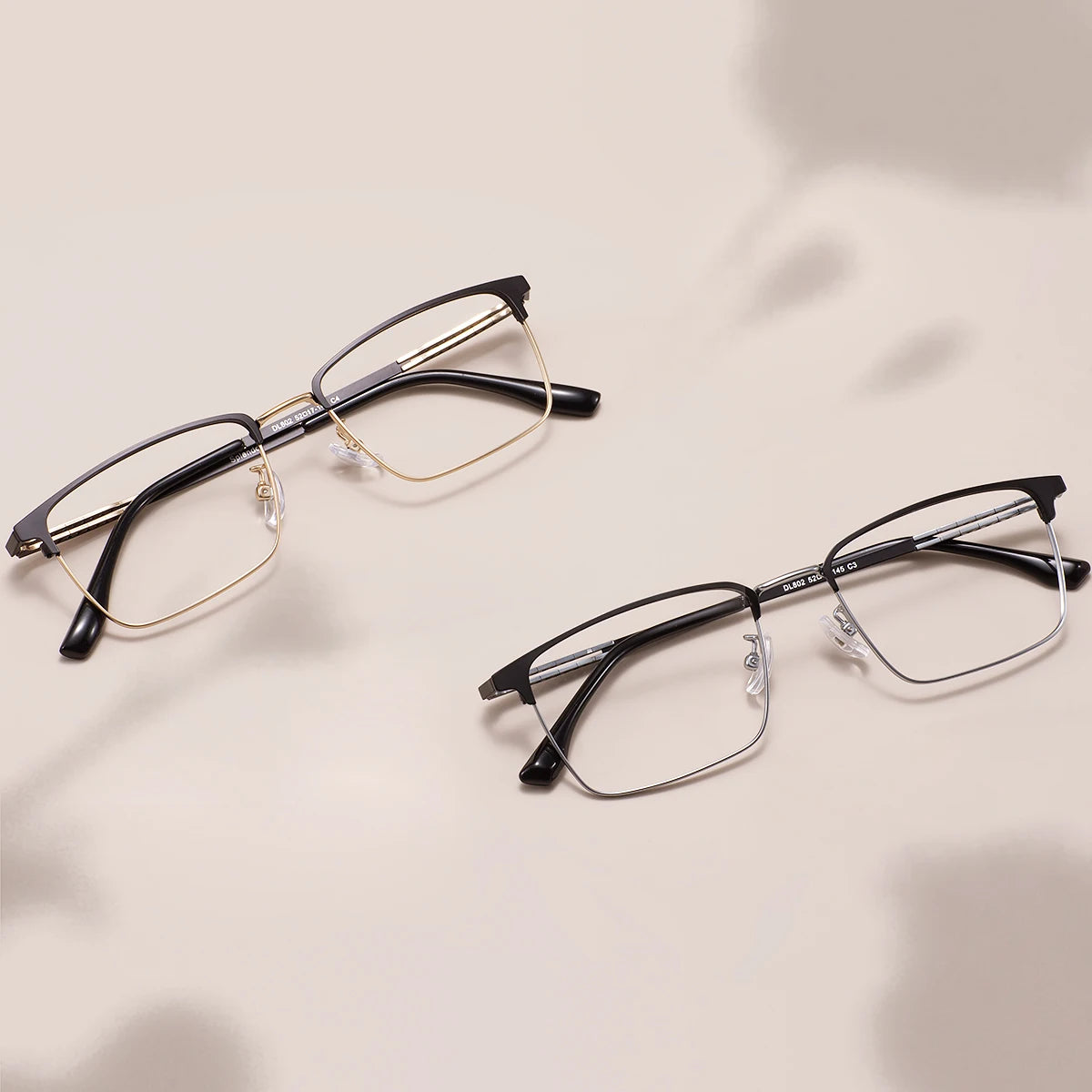 Rectangular Metal Browline Glasses Frame – Comfortable Large Full Rim Business Eyewear for Men