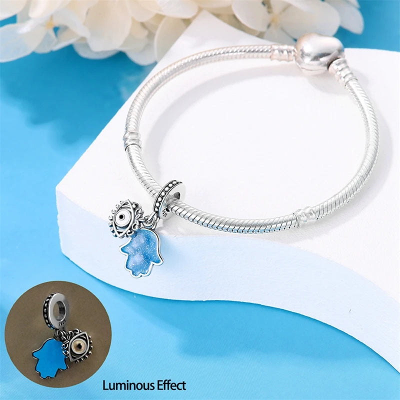 925 Sterling Silver Colorful Luminous Charms | Shell Turtle Star Beads