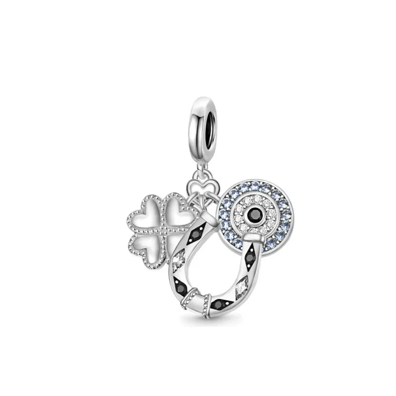 925 Sterling Silver Airplane, Leaf & Angel Charms | Painted Bead Pendants Fit Original European Bracelet DIY Jewelry