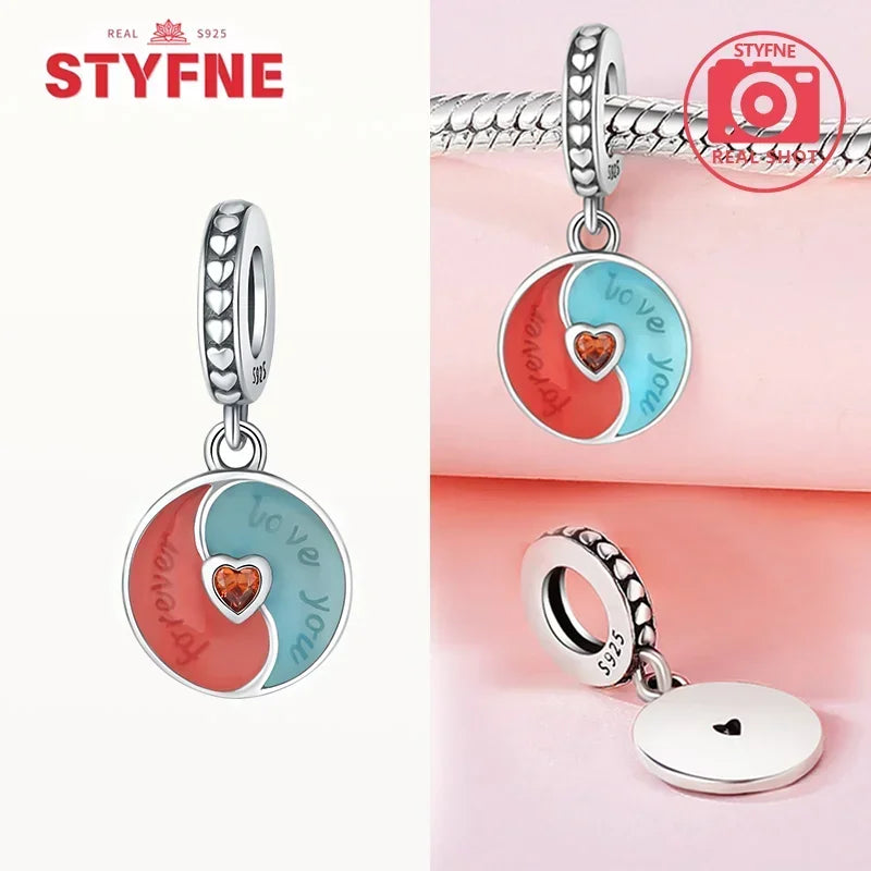 S925 Silver Forever Love Family Sister Heart Charm – Fit Original Bracelet DIY Jewelry Gift for Women & Friends