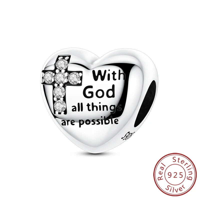 New Love Heart Shaped 925 Sterling Silver Charms – Family & Friendship Charm Beads Fit Original Bracelets for Women