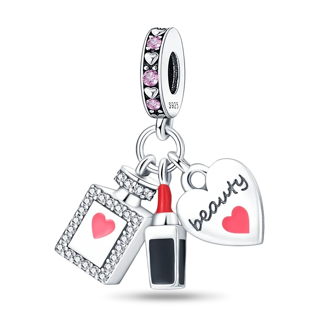 925 Sterling Silver Fashion Life Series Charms – High Heels, Lipstick, Dress & Perfume Beads Fit Pandora Bracelets DIY
